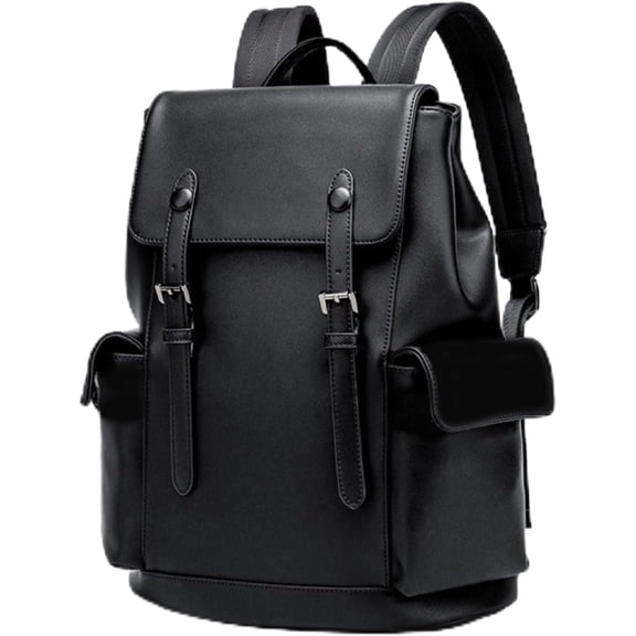 Leather Backpack for Men Black Laptop Computer Backpack Large Capacity Business Ladies Retro Leisure Travel Backpac