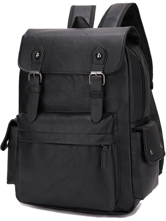 Leather Backpack for Men Black Laptop Computer Backpack Large Capacity Business Ladies Retro Leisure Travel Backpac