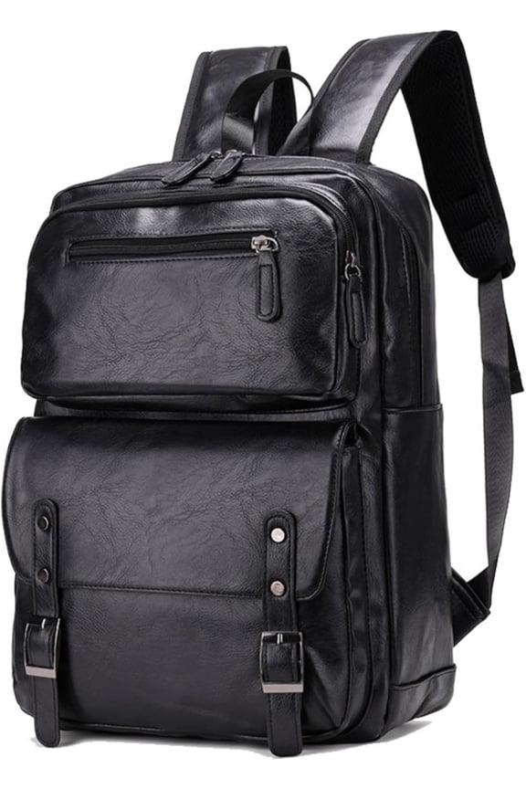 Leather Backpack for Men Black Laptop Computer Backpack Large Capacity Business Ladies Retro Leisure Travel Backpac