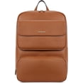 thumbnail image 1 of Leather Backpack for Women 15.6 inch Laptop Backpack Purse Casual Business Travel Computer Shoulder Bags with Trolley Sleeve Brown, 1 of 7