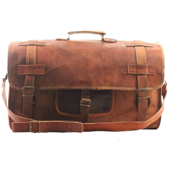 Leather Bag Duffel Travel Flap Vintage Genuine Weekender Luggage Carry On Gym Bag