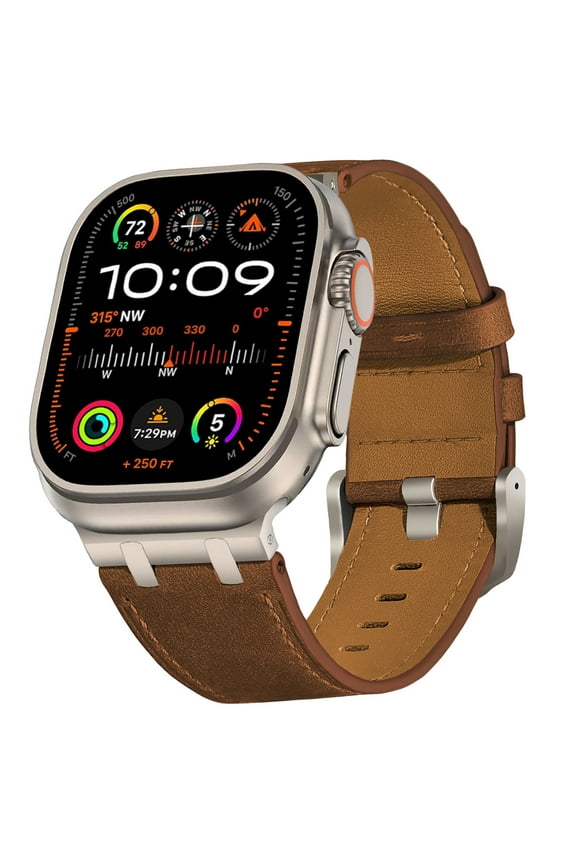 Leather Band Compatible for iWatch Series 10 9 8 7 6 5 4 3 SE 2 1 42/44/45/46mm Men Women, Premium Genuine Leather Strap Band with Vintage Edge Stitching for Apple Watch Ultra 2/1 49mm Band,Blackbrown