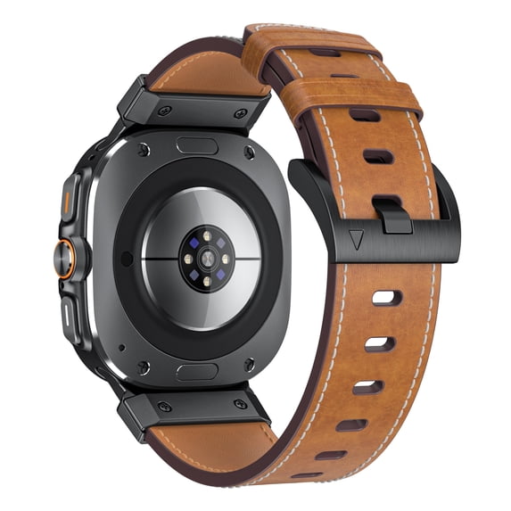 Leather Band Strap Replacement for Samsung Galaxy Watch Ultra, Rugged Exquisite Leather Business Bands Stainless Steel Buckle Wristband for Galaxy Watch Ultra 47mm Smartwatch