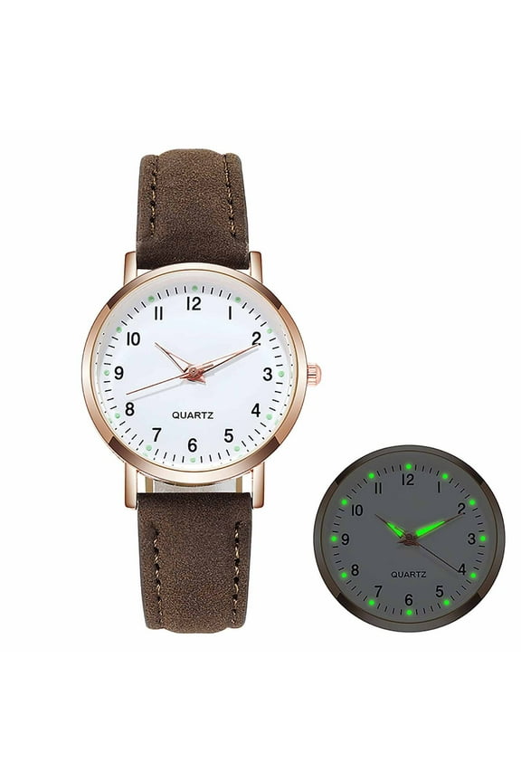 Leather Band Watches for Women, Classic Quartz Watch with Luminouse Easy Read Dial, Vintage Small Face Round Watches, Birthday Gift for Ladies (Brown)