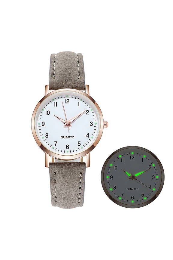 Leather Band Watches for Women, Classic Quartz Watch with Luminouse Easy Read Dial, Vintage Small Face Round Watches, Birthday Gift for Ladies (Gray)