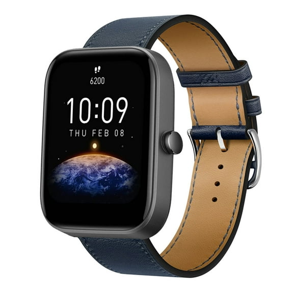 Leather Bands Compatible with Amazfit Bip 3 pro/Bip 3/Bip u Band, Genuine Leather Replacement Band for Amazfit Bip 3 pro/Bip 3/Bip u, Leather Amazfit Bip 3 pro/Bip 3/Bip u Strap for Women & Men
