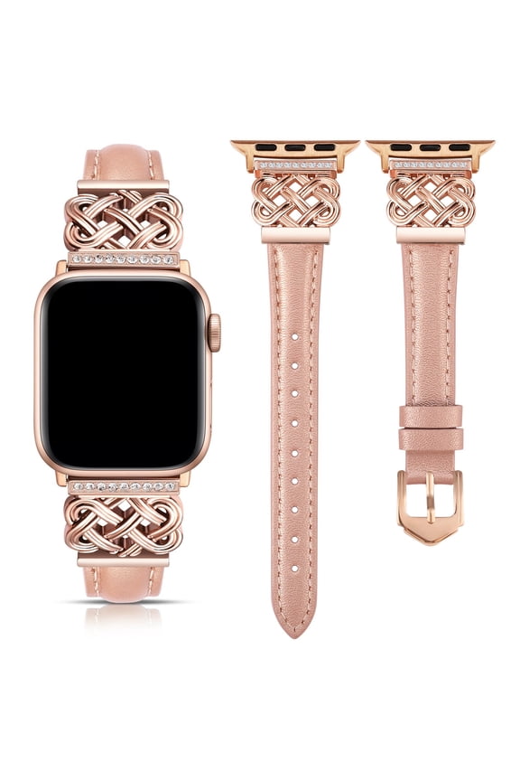Leather Bands Compatible with Apple Watch Band 41mm 40mm 38mm 42mm 44mm 45mm 46mm 49mm Women, Slim Thin Dressy Strap with Precision knot Metal Buckle for iWatch Series 10 9 Ultra SE 8 7 6 5 4 3 2 1