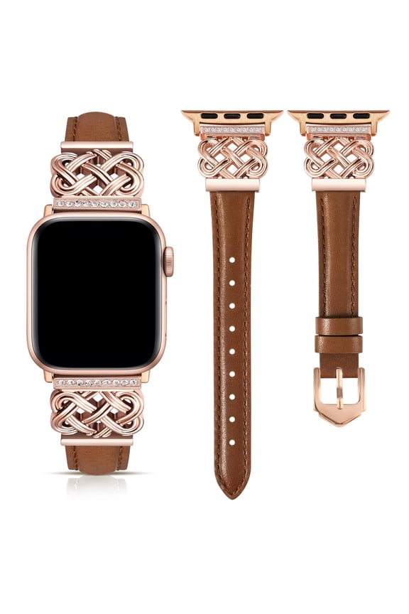 Leather Bands Compatible with Apple Watch Band 41mm 40mm 38mm 42mm 44mm 45mm 46mm 49mm Women, Slim Thin Dressy Strap with Precision knot Metal Buckle for iWatch Series 10 9 Ultra SE 8 7 6 5 4 3 2 1