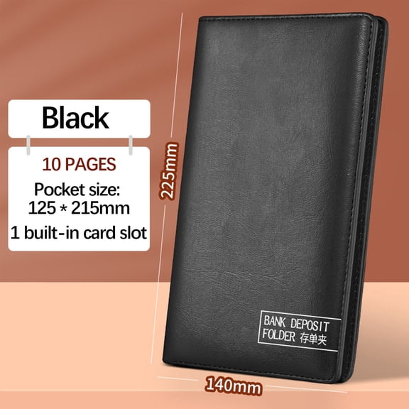Leather Bank Deposit Organizer | Check & Promissory Note Folder | Bill Document Wallet - 5.51x8.85in Passbook Savings Receipt Holder