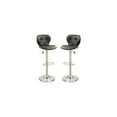 thumbnail image 1 of Leather Bar Stool Adjustable Height Diamond Stitching - Black & Silver, 1 of 1