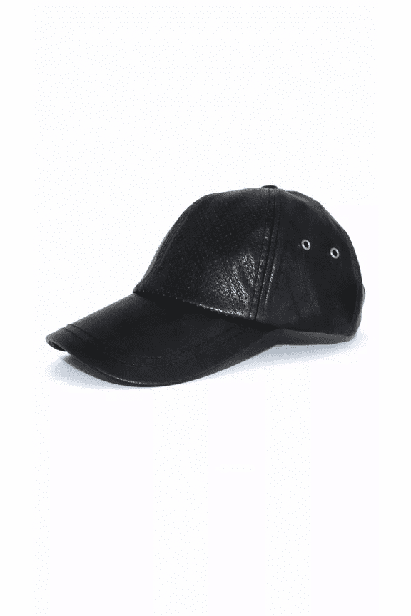 Leather Baseball Cap - Black