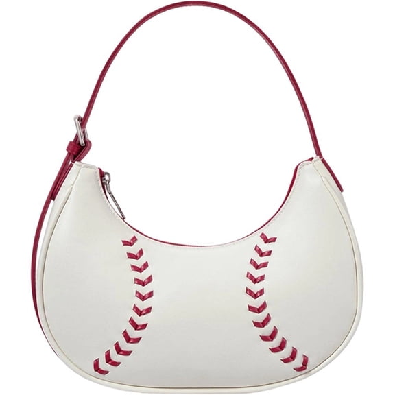 Leather Baseball Shape Shoulder Bag Female Zipper Underarm Bag Retro Large Capacity Shoulder Bag Versatile Handbag
