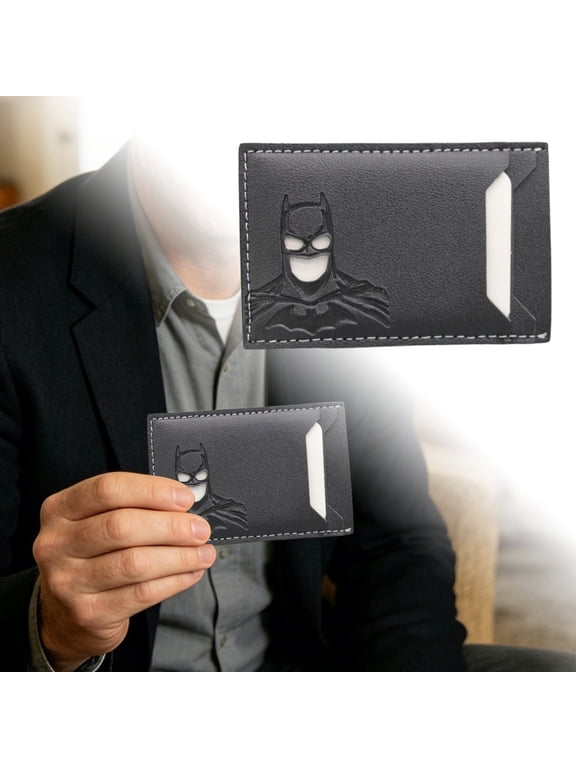 Leather Bat Wallet Personalized Hero Mask Design Bat Card Bag Face,Eyes Cutout Card Holder,Multifunction Man Bat Billfold