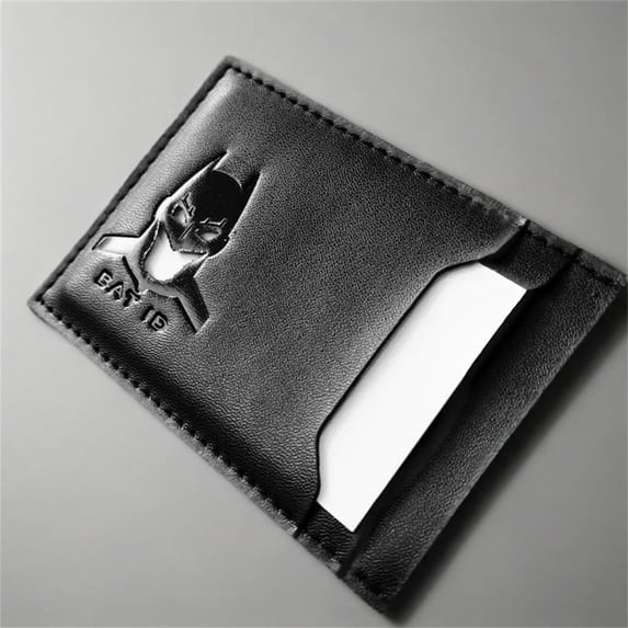 Leather Bat Wallet Personalized Hero Mask Design Bat Card Bag Multifunction Man Bat Billfold(Black)
