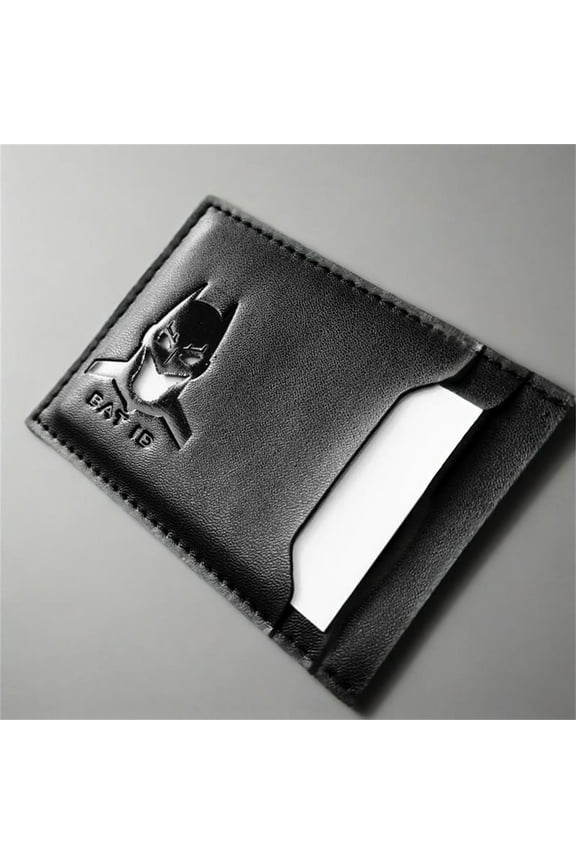 Leather Bat Wallet Personalized Hero Mask Design Bat Card Bag Multifunction Man Bat Billfold(Black)