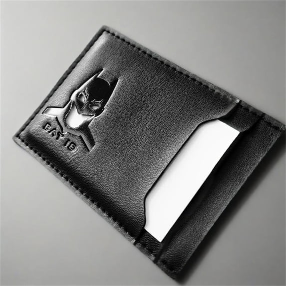 Leather Bat Wallet Personalized Hero Mask Design Bat Card Bag Multifunction Man Bat Billfold(Black)