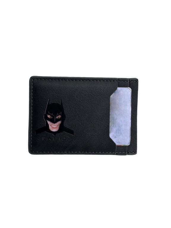 Leather Bat Wallet for Men Personalized Hero Mask Design Bat Card Bag Multifunction Man Bat Billfold(Black),Black3