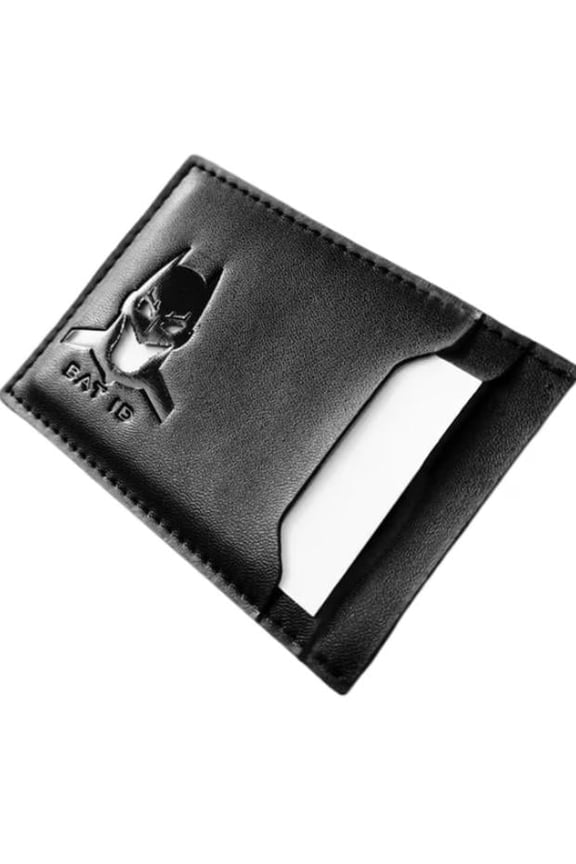 Leather Bat Wallet for Men Personalized Hero Mask Design Bat Card Bag Multifunction Man Bat Billfold(Black)
