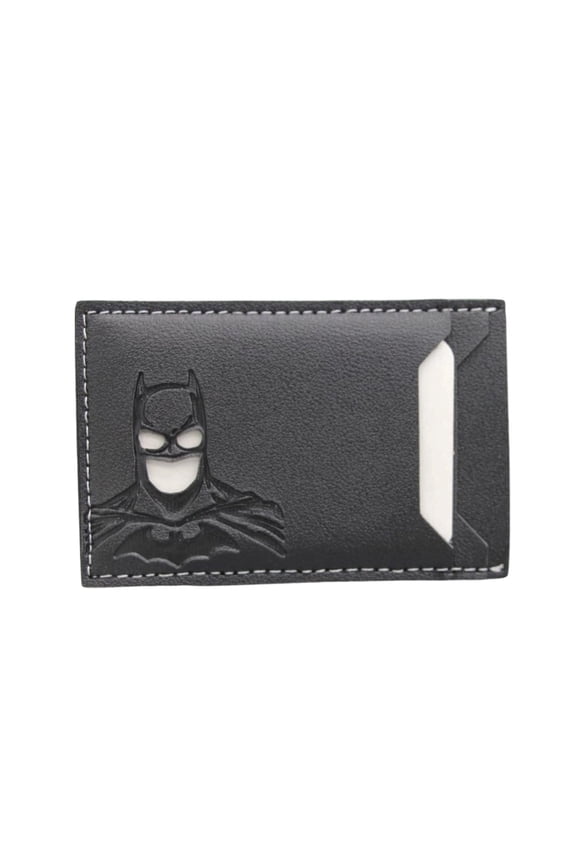 Leather Bat Wallet for Men Personalized Hero Mask Design Bat Card Bag Multifunction Man Bat Billfold(Black)