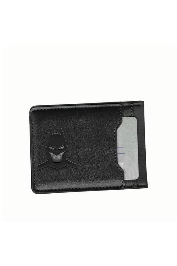Leather Bat Wallet for Men Personalized Hero Mask Design Bat Card Bag Multifunction Man Bat Billfold(Black)