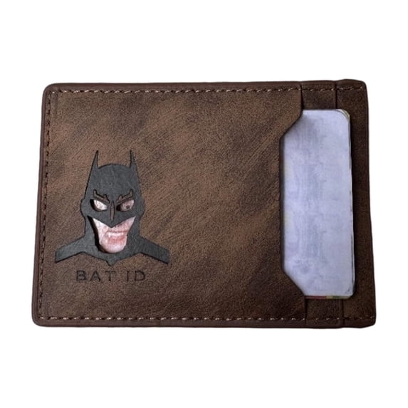 Leather Bat Wallet for Men Personalized Hero Mask Design Bat Card Bag Multifunction Man Bat Billfold