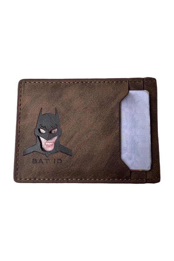 Leather Bat Wallet for Men Personalized Hero Mask Design Bat Card Bag Multifunction Man Bat Billfold