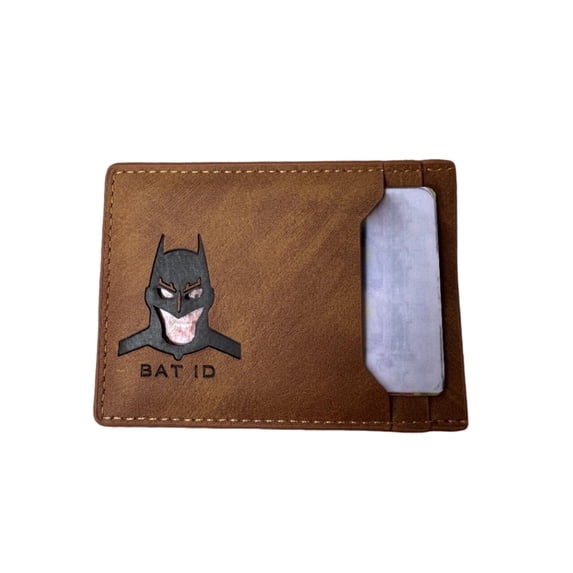 Leather Bat Wallet for Men Personalized Hero Mask Design Bat Card Bag Multifunction Man Bat Billfold