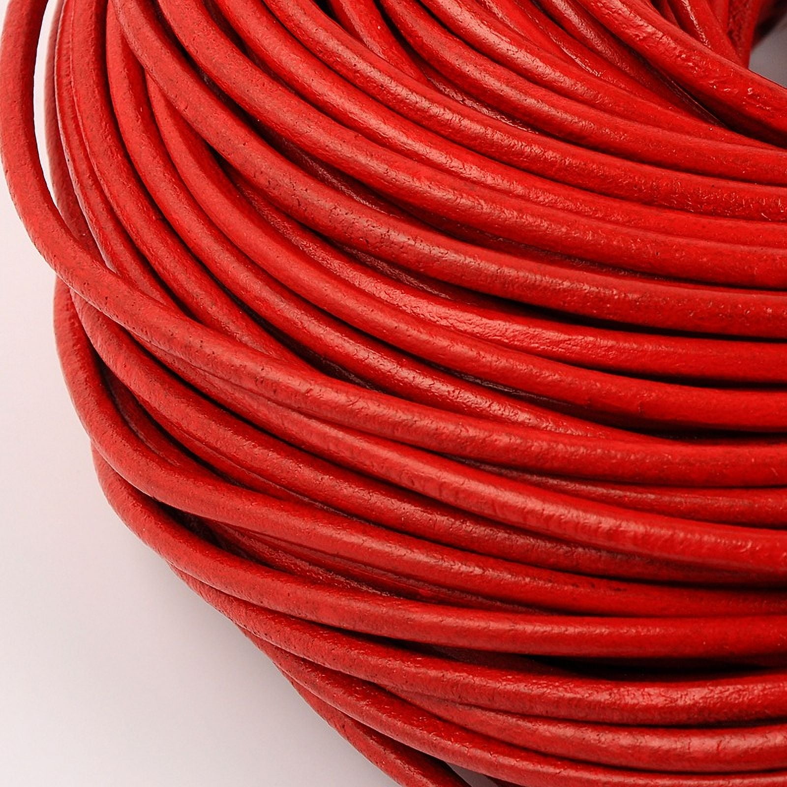 Leather Beading Cord Cowhide Leather DIY Necklace Making Material Red 3mm 109.36 yards(100m)/bundle for DIY