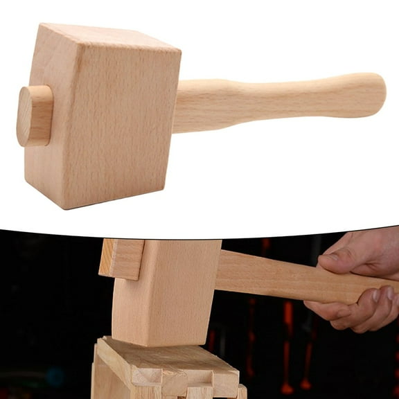 Leather Beech Solid Woodworking Mallet Woodworking Hammer Hand Operated Tools