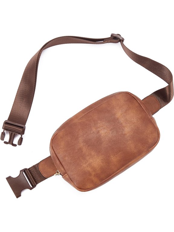 Leather Belt Bag for Women Fashionable Fanny Packs Cross Body Bag Waist Pack Camel Brown