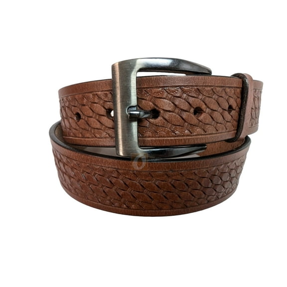 Leather Belt Office Work Wear Men Jean Trouser Women Basket Weave Tan - 32