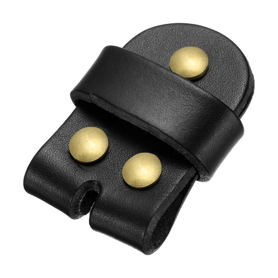 Leather Belt Pin Buckle with Rivets, 29mm Belt Head Connection Loop for DIY (Black)