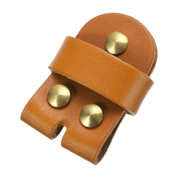 Leather Belt Pin Buckle with Rivets, 38.5mm Belt Head Connection Loop for DIY (Dark Yellow)