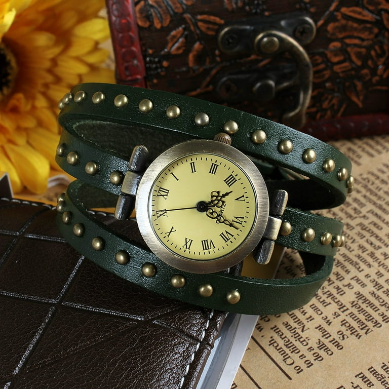 Leather Belt Retro Watch Hand Chain Green