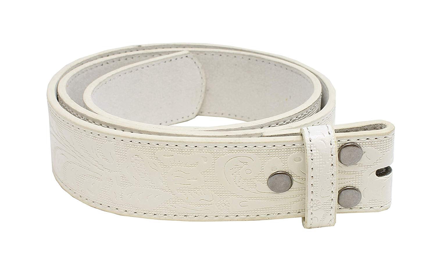 Leather Belt Strap with Embossed Western Scrollwork 1.5