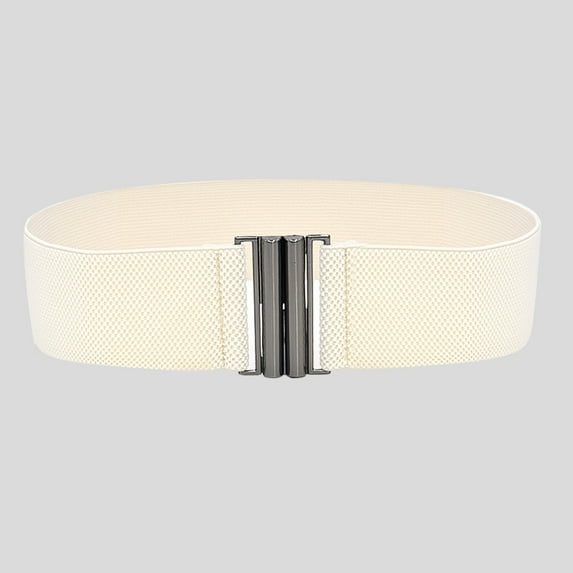 Leather Belts Buckle Stretch Dress Belt Lady Elastic Waist Wide Belts Women Wide Fashion Belt,Beige Polyester Belt