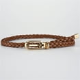 thumbnail image 1 of Leather Belts Women Braided Pu Leather Narrow Thin Buckle Strap Waist Belt All Waistband,Brown Polyester Belt, 1 of 3