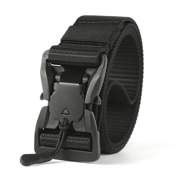 Belts for Men Quick Release Buckle Tactical Canvas Thick Wear Resistant Nylon Adjustable Climbing Work Strap Black 130cm