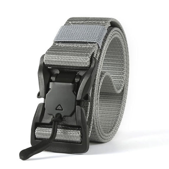 Belts for Men Quick Release Buckle Tactical Canvas Thick Wear Resistant Nylon Adjustable Climbing Work Strap Dark Gray 130cm