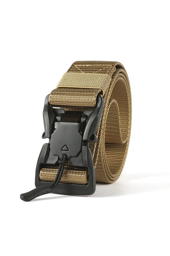 Belts for Men Quick Release Buckle Tactical Canvas Thick Wear Resistant Nylon Adjustable Climbing Work Strap Khaki 130cm