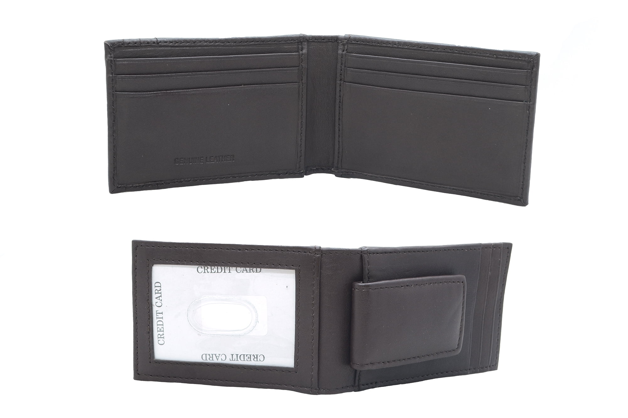 Leather Bifold card holder w/magnetic clip
