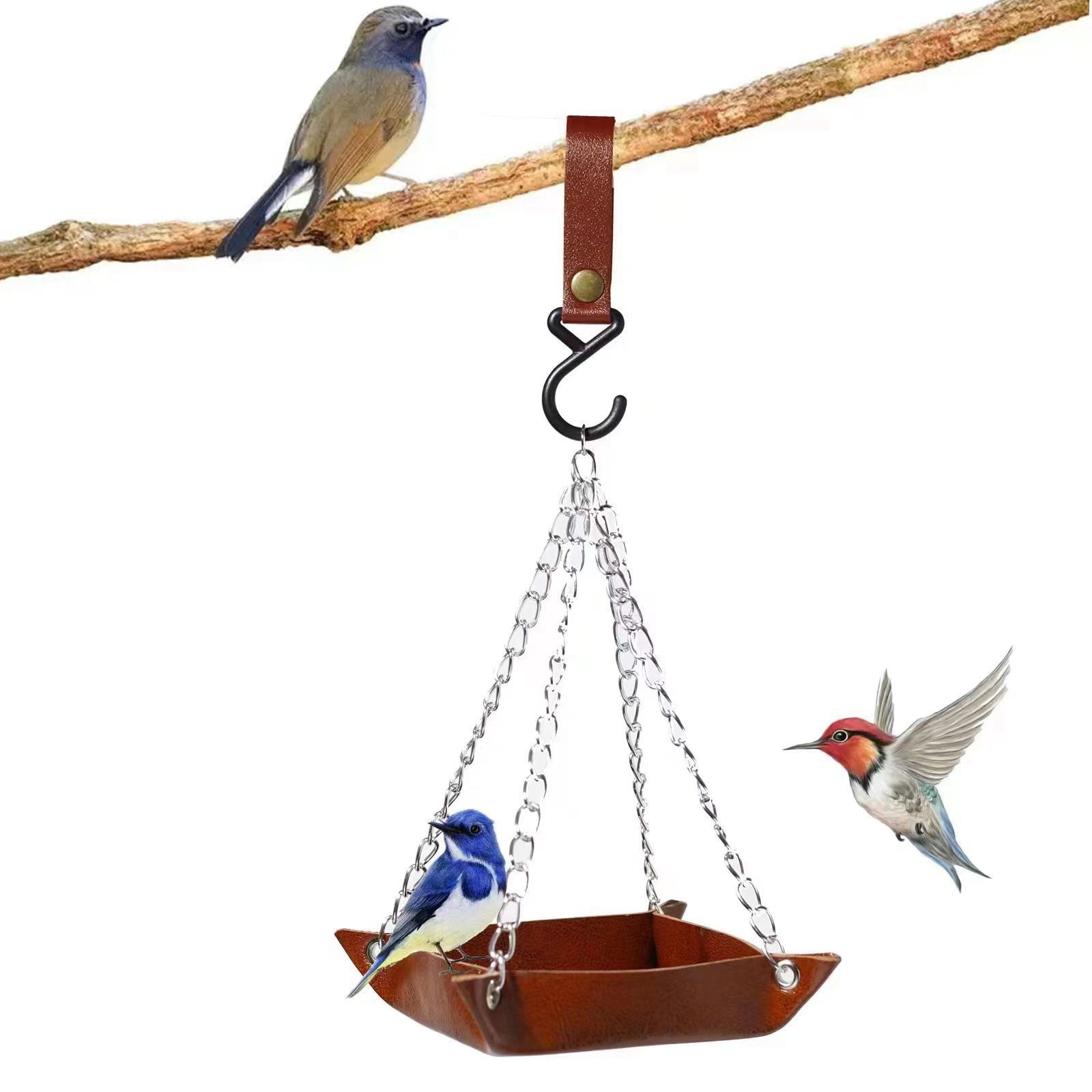 Leather Bird Feeder Feeder Hanging Bird Feeder For Outdoor Patio Metal