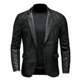 thumbnail image 1 of Leather Blazer For Men Real Lambskin Lapel Collar Classic 2 Button Black Coat Elegant Motorcycle Pu Suit Jackets With Pockets, 1 of 8