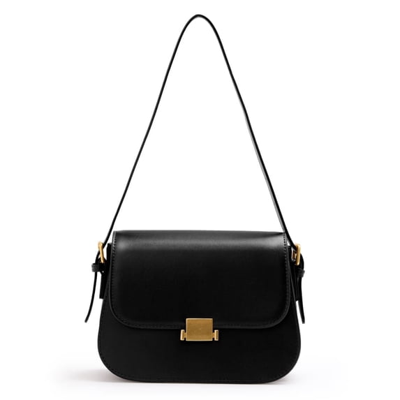 Leather Blend Cowhide Crossbody Bag, Women's Retro Lock Saddle Shoulder Purse