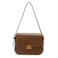 thumbnail image 1 of Leather Blend Cowhide Crossbody Bag, Women's Retro Lock Saddle Shoulder Purse, 1 of 10