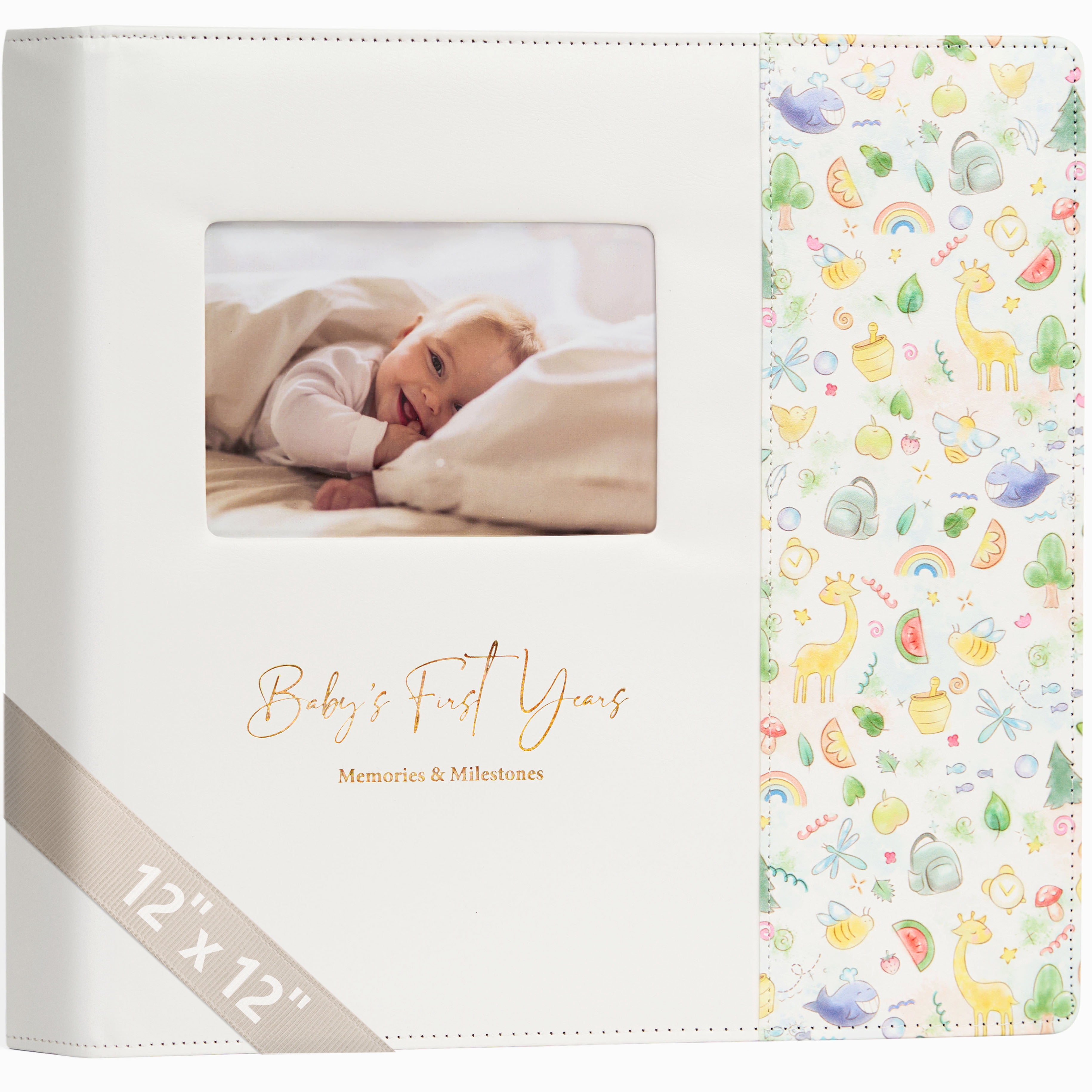 Leather-Bound Baby Memory Book - Loose-Leaf Baby Scrapbook Album