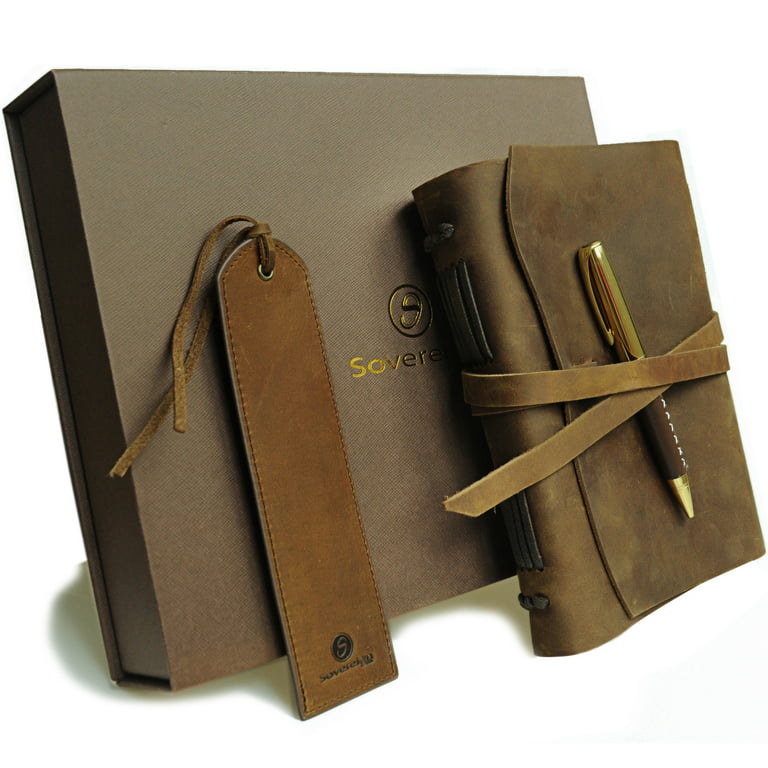  SETTINI Classic Journal Gift Set in Gift Box - Hardcover Vegan  Leather, Unique Pen Holder, Lined, 192 Pages, 6 x 8.5 - Includes Pen -  Gift for Writing and Travel : Office Products