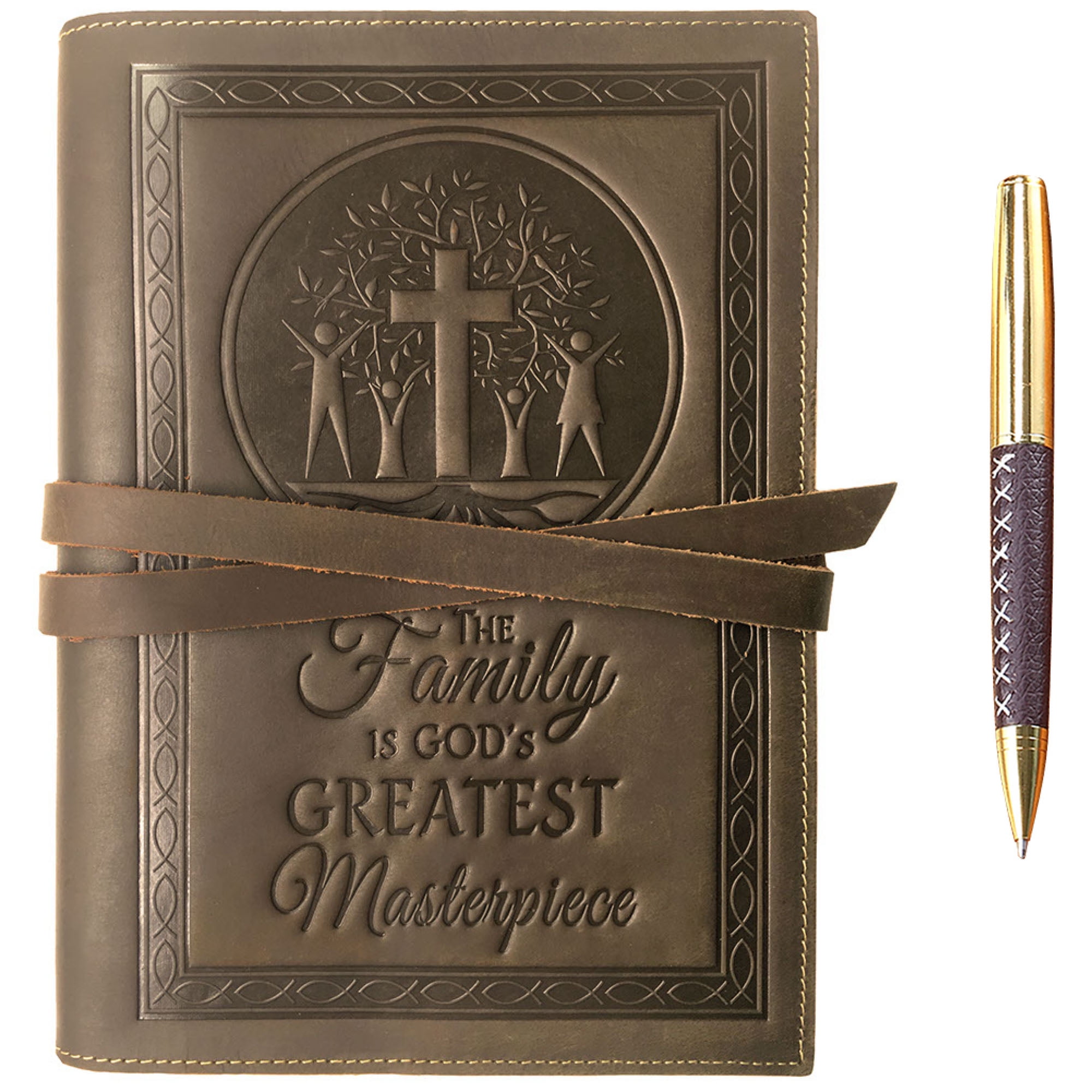 Leather Bound Journal for Men and Women, Handmade Gift Set with Refillable Tree of Life Embossed Journal, Vintage Notebook, Sketchbook, Planner and Diary (240 Pages) (8.8x6.5")