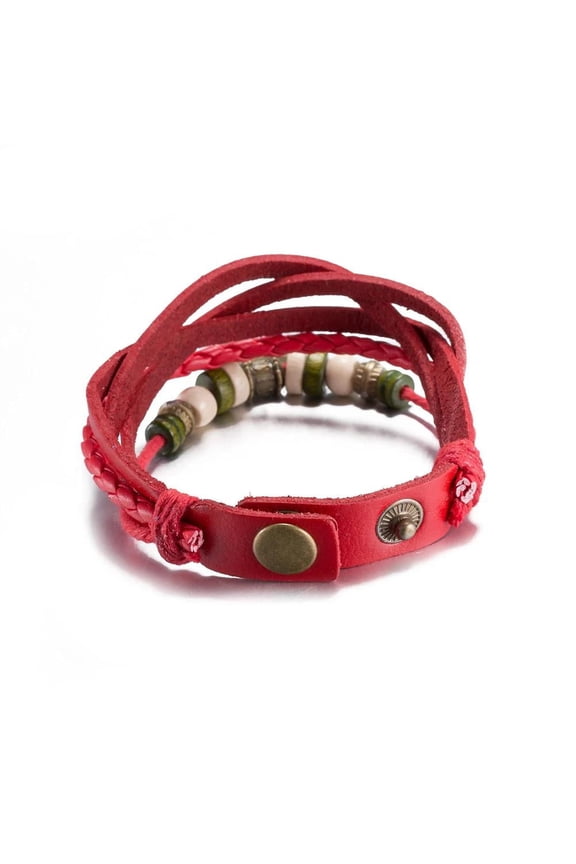 Leather Butterfly Bracelet 8.5 Inches 14mm Push Button L440