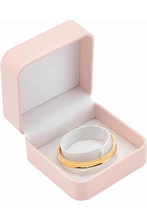 Leather Bracelet Box 3.8x3.8 Inch Pink Square Bangle Jewelry Gift Box